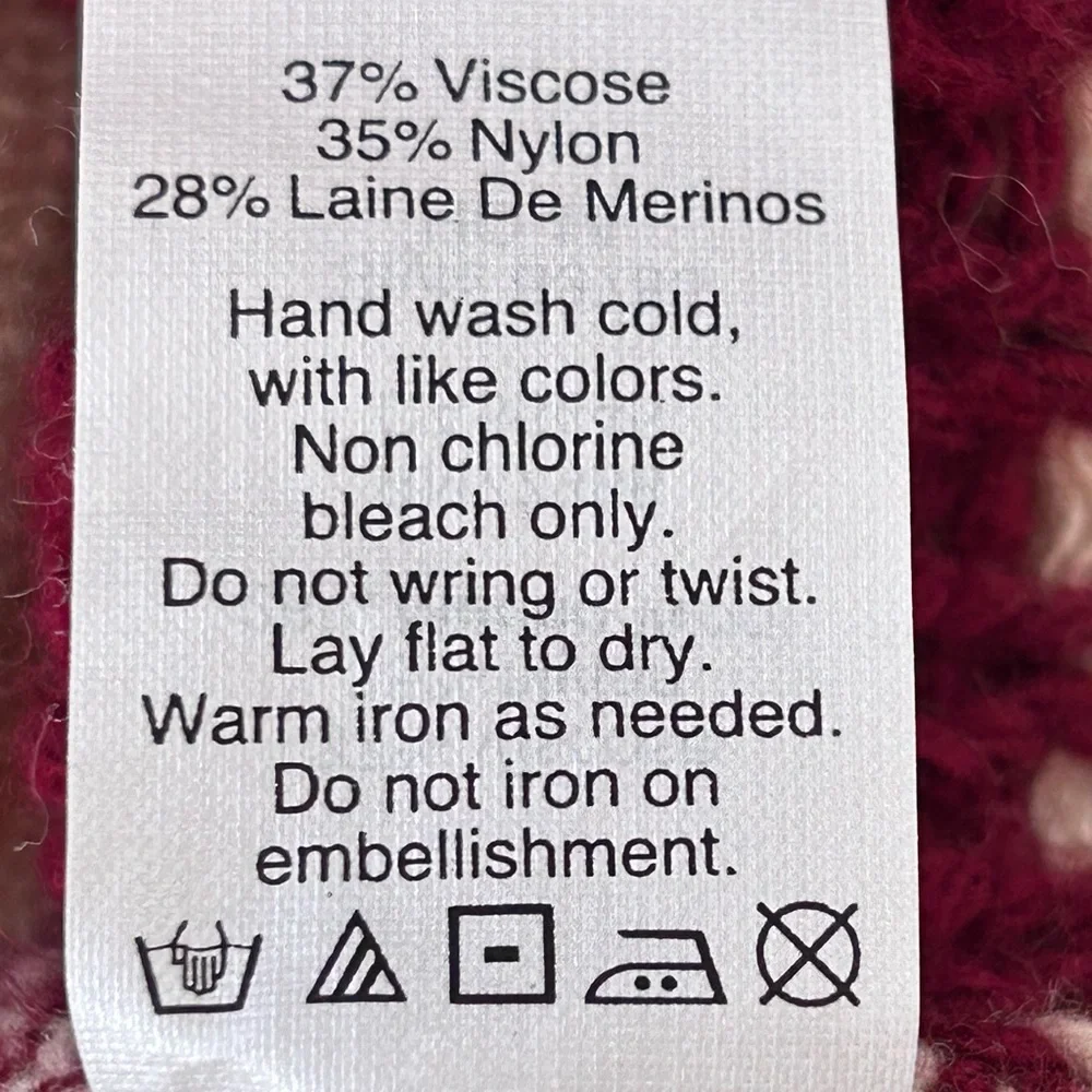 J. Crew Women’s Llama Intarsia Knit Wool Blend Sweater Jewel Embellished Size Lg
